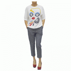 Přizpůsobené červené rty Jacquard letní tenké pletené svetry