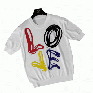 2018 Vlastní Jacquard LOVE písmo svetr s krátkým rukávem letní svetr