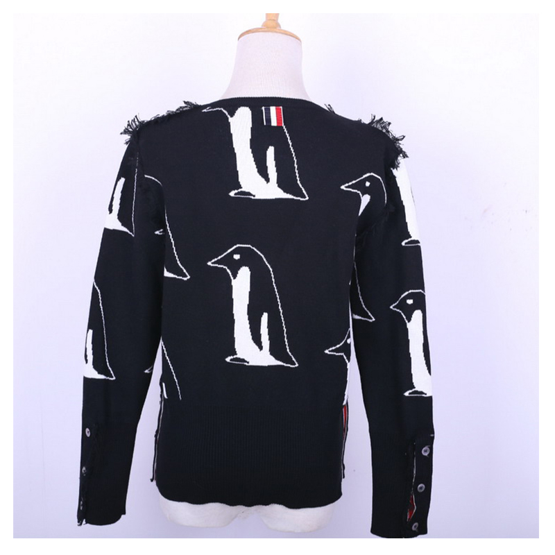 Dámské vlněné tučňák vzor střapce třásně svetr