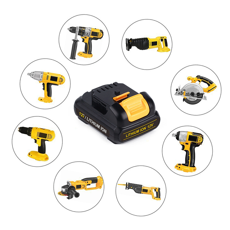 Li-ion 12V 2000mAh náhradní dobíjecí nástrojová baterie pro Dewalt DCB120, DCB121