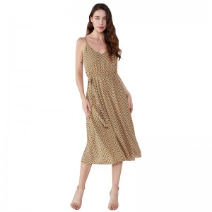 Pruhované léto 2019 Šifon Vestidos příležitostné ženy Vintage šaty