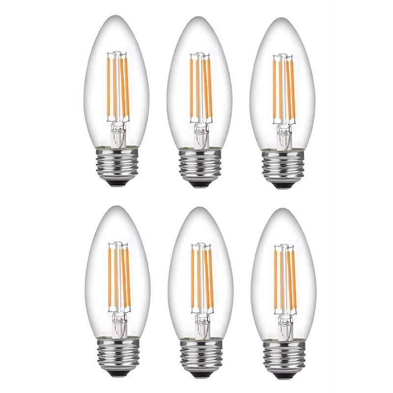 Žárovky pro LED svícny LED 60 Watt, střední základna, Žárovky, Dimmable Filament Clear 60 Watt LED Žárovky (Používá se pouze 4,5 W), C37 LED Žárovky