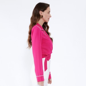 Nejnovější vzory zkontrolovat žena Loose Striped Šifónová halenka