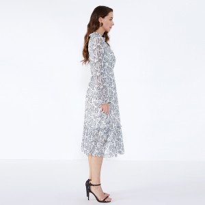 OEM Frock Design s dlouhým rukávem Maxi Animal Print Plus velikosti oblečení pro dámy