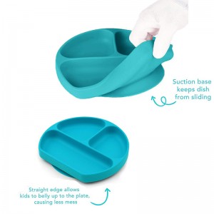Silikonový silikonový dětský přísavný talíř s podšívkou