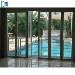 Čína Továrna na výrobu hliníkových slitin, dvousložkové dveře, zavěšené, skládací dveře pro budování komerčních stupňů