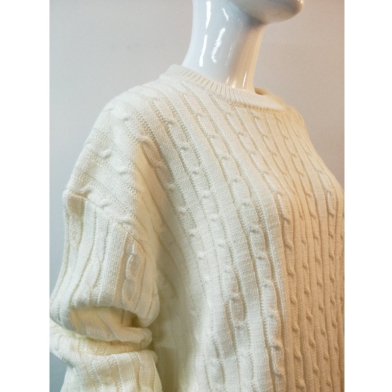 WHITE CABLE SWEATER RLWS0022F