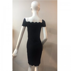 BLACK KNITTED MIDI DRESS JLWD0030