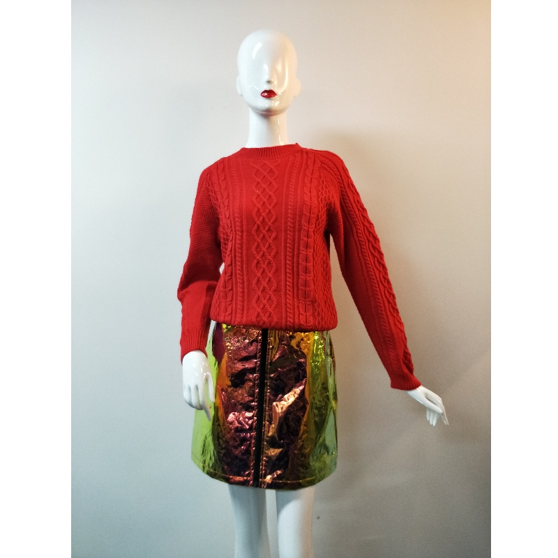 ČERVENÝ KABELOVÝ SWEATER RLWS0046F