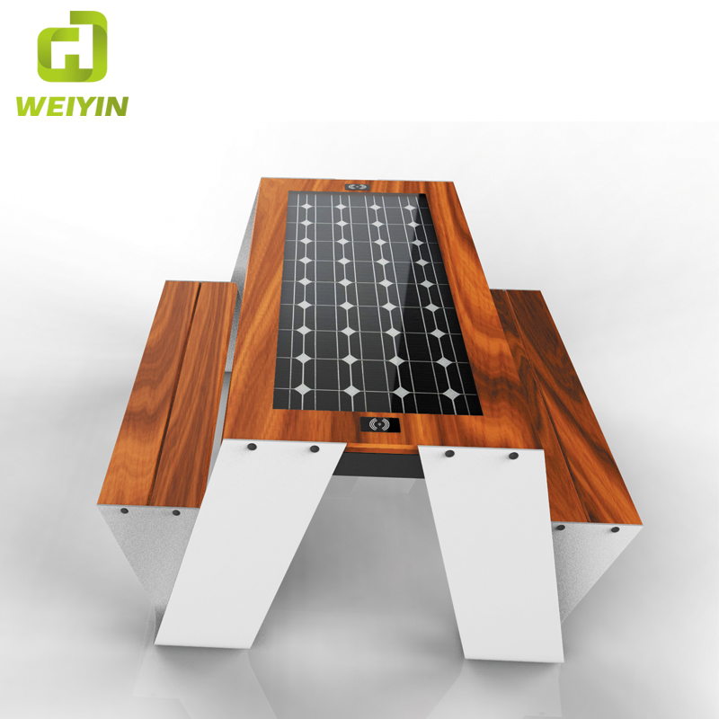 Venkovní mobilní telefon nabíjení Smart Solar Picnic Steel Table Bench Supplier