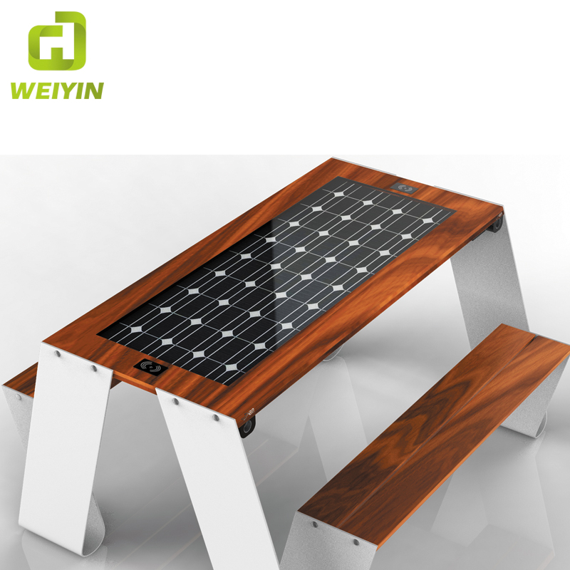 Venkovní mobilní telefon nabíjení Smart Solar Picnic Steel Table Bench Supplier