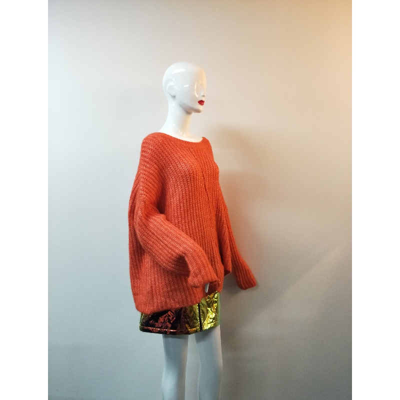 ORANGE IRREGULAR-HEM SWEATER RLWS0074F