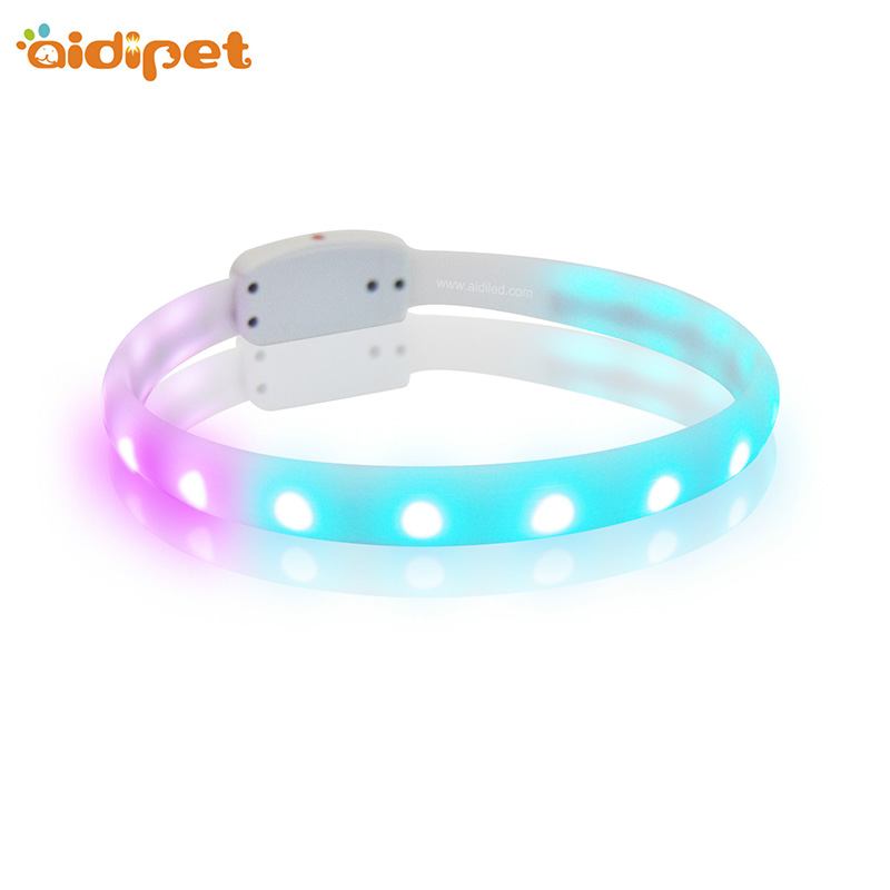 Propagační barevný USB dobíjecí blikající silikonový LED obojek pro psy