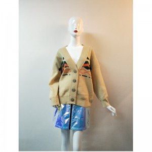 ŽLUTÝ TISK CARDIGAN RLWS0106F