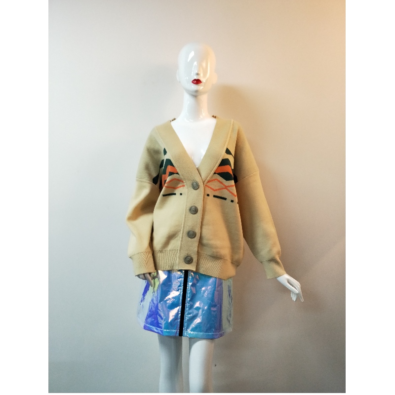 ŽLUTÝ TISK CARDIGAN RLWS0106F