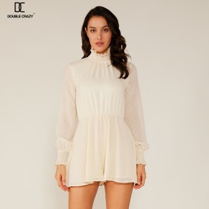 Letní dámská módní šifónové halter bílé krajkové krátké šaty