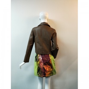 BROWN PU BIKER BACKER RLWPJ0012N