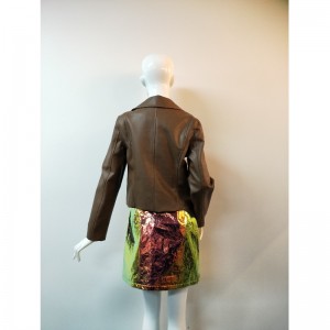 BROWN PU BIKER BACKER RLWPJ0016N