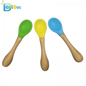 Ekologicky šetrné přírodní dětské organické lžíce potravin Silikonová dětská lžička Žáruvzdorná dětská lžička bambusu