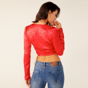 Ženy dámské ležérní letní červená kravata sexy květinové tisk top halenka oblečení Oem