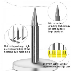 Gravírovací bity, 2 drážky, přímý CNC V-bit, 1/4 palce, stopka, stopka, kónické gravírování, frézka, nástroj pro ocel, hliník, mosaz, MDF, dřevo