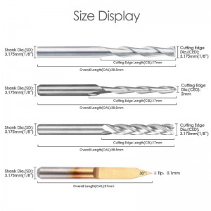 Sada pro frézování koncových fréz CNC frézovací frézy, frézovací nástroj pro řezání fréz (4 typy, každý 10 ks) včetně plochého čelního / kulového čelního frézovacího válce, 30 stupňů gravírování ve tvaru ...