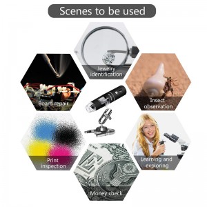 Bezdrátový digitální mikroskop 50x až 1000x, 8 LED endoskopická kamera se zvětšením, s pouzdrem a kovovým stojanem, kompatibilní pro Android Windows 7 8 10 Linux Mac