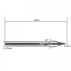 Kovový gravírovací vrták, EnPoint 30 stupňů, karbid, tvrdý hrot, kužel, tvar, CNC, gravírovací vrták, s 2-drážkami, drážky, 1/8 \