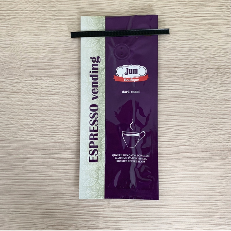 Čína 250 gramů Kávová taška s bočním klínem s odplyňovacím ventilem Hliníková fólie Kávový sáček s cínovou kravatou 12 OZ Kávová taška s cínovou kravatou