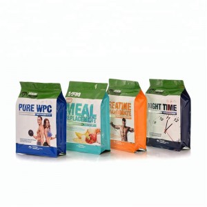 Výrobce 1 kg Ploché spodní proteinové pouzdro sáček s průhledným oknem Čtvercové dno sáček sáček se zipem nahoře