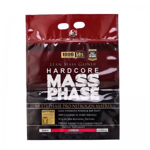 Výrobce 1 kg Ploché spodní proteinové pouzdro sáček s průhledným oknem Čtvercové dno sáček sáček se zipem nahoře