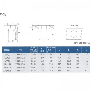 Snižte vnitřní tělo s šestihrannou hlavou