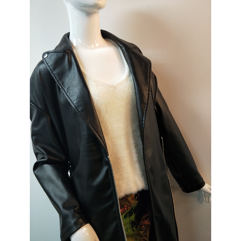 BLACK LONGLING PU JACKET RLWPJ0021N