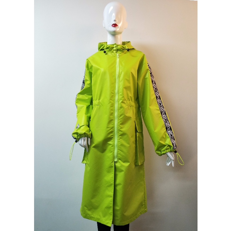 FLUORESCENT LADIES 'GREEN LONGLINE WINDBREAK JACKET RLWJ0009