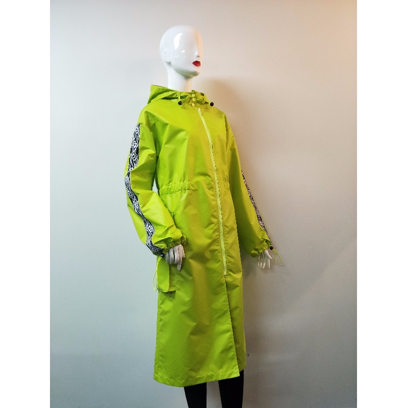 FLUORESCENT LADIES 'GREEN LONGLINE WINDBREAK JACKET RLWJ0009