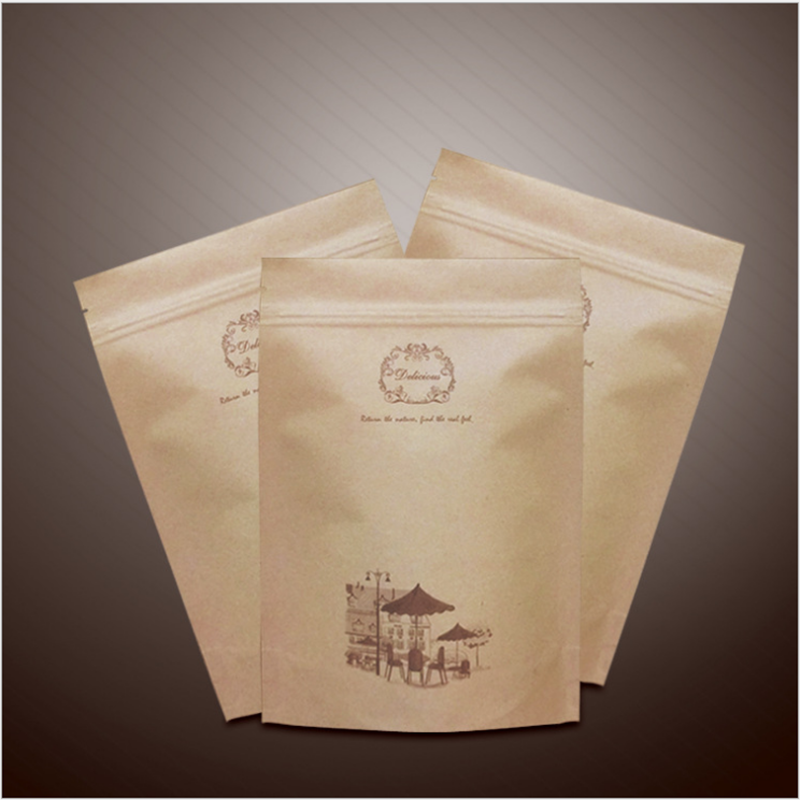 Kvalitní běžně používané papírové sáčky ze sulfátového papíru, 3 boční těsnicí obaly na kávu, rýžové ořechy na svačinu kávy
