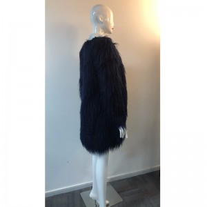 LADIES 'NAVY NECKLESS FUR COAT RLWF0007
