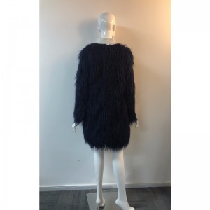 LADIES 'NAVY NECKLESS FUR COAT RLWF0007