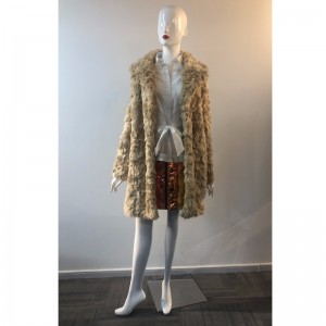 LADIES 'BEIGE LONG FUR COAT RLWF0008