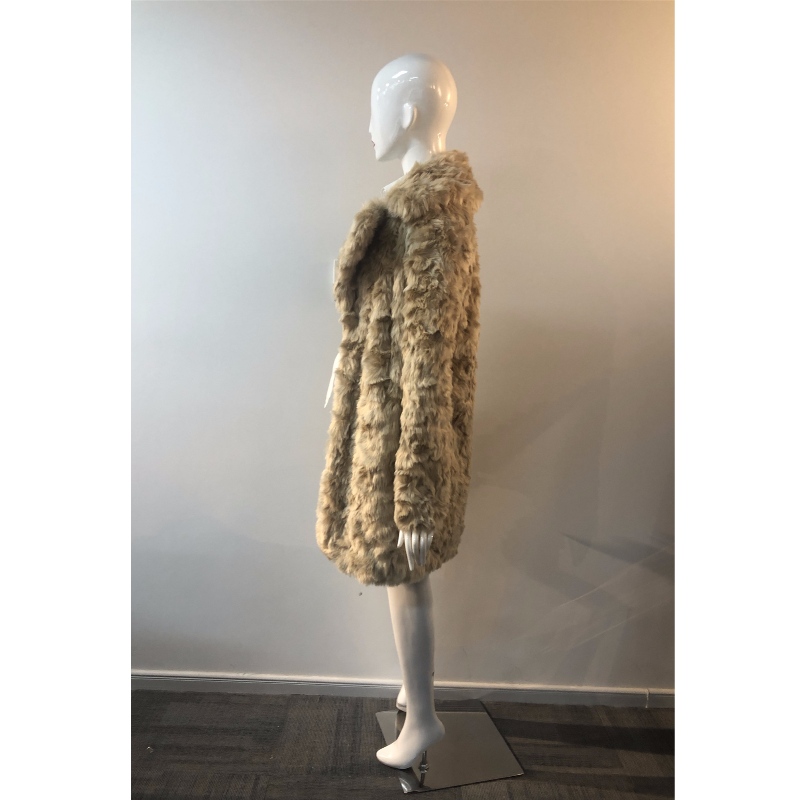 LADIES 'BEIGE LONG FUR COAT RLWF0008