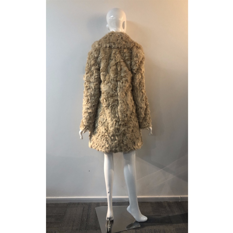 LADIES 'BEIGE LONG FUR COAT RLWF0008