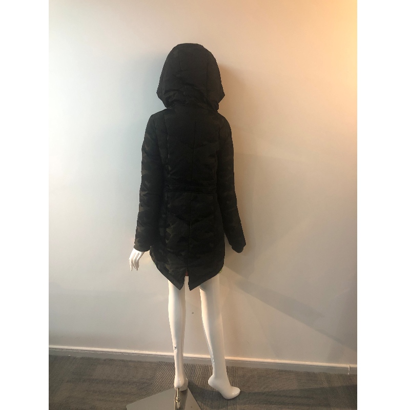 LADIES 'BLACK HOODED COAT RLWPC0036