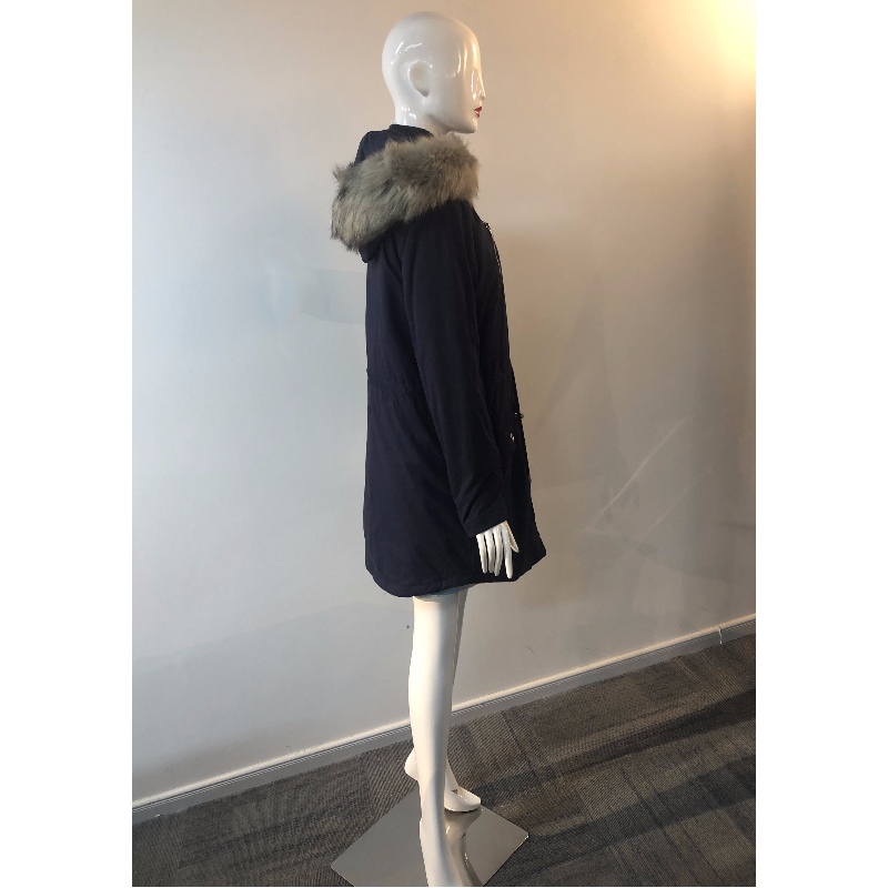 LADIES 'BLACK HOODED COAT RLWPC0076