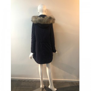 LADIES 'BLACK HOODED COAT RLWPC0076