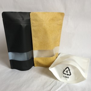 Recyklovatelný PET / PE vak na zip s vysokou bariérou pro balení potravin s oknem