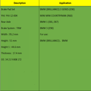 Brzdové destičky (OE: 3421 9808172)