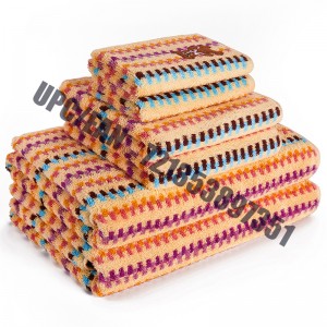 JMD TEXTILE Rychleschnoucí 100% bavlna, Little Bear Cartoon výšivka, Vícebarevné barvené žakárové sady ručníků, 6dílná sada (oranžová)