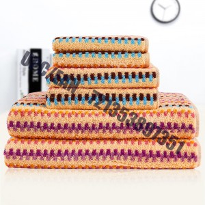 JMD TEXTILE Rychleschnoucí 100% bavlna, Little Bear Cartoon výšivka, Vícebarevné barvené žakárové sady ručníků, 6dílná sada (oranžová)