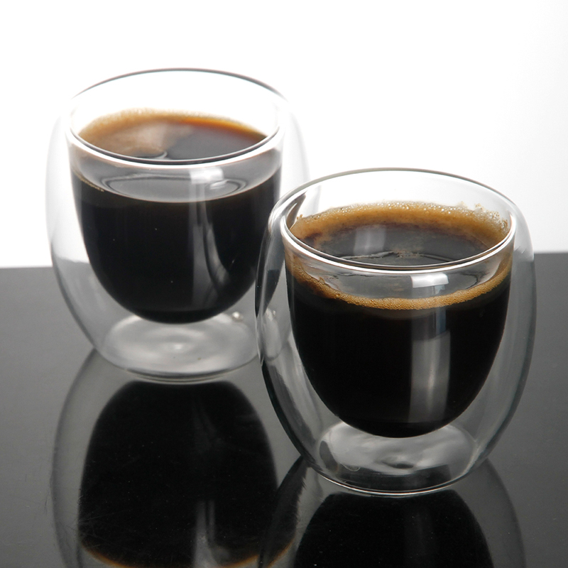 Zakázkový výrobce skla Velkoobchod ručně vyráběný šálek kávy Double Wall Glass Cup