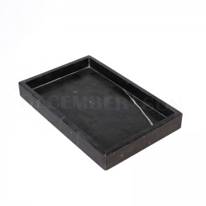 Vysoce kvalitní černý obdélníkový mramorový servírovací podnos